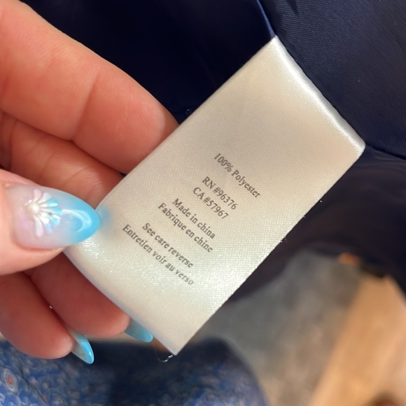 Samuel Dong Navy and Gold Patterned Trench Coat Size Small Double Zipper - Picture 11 of 12